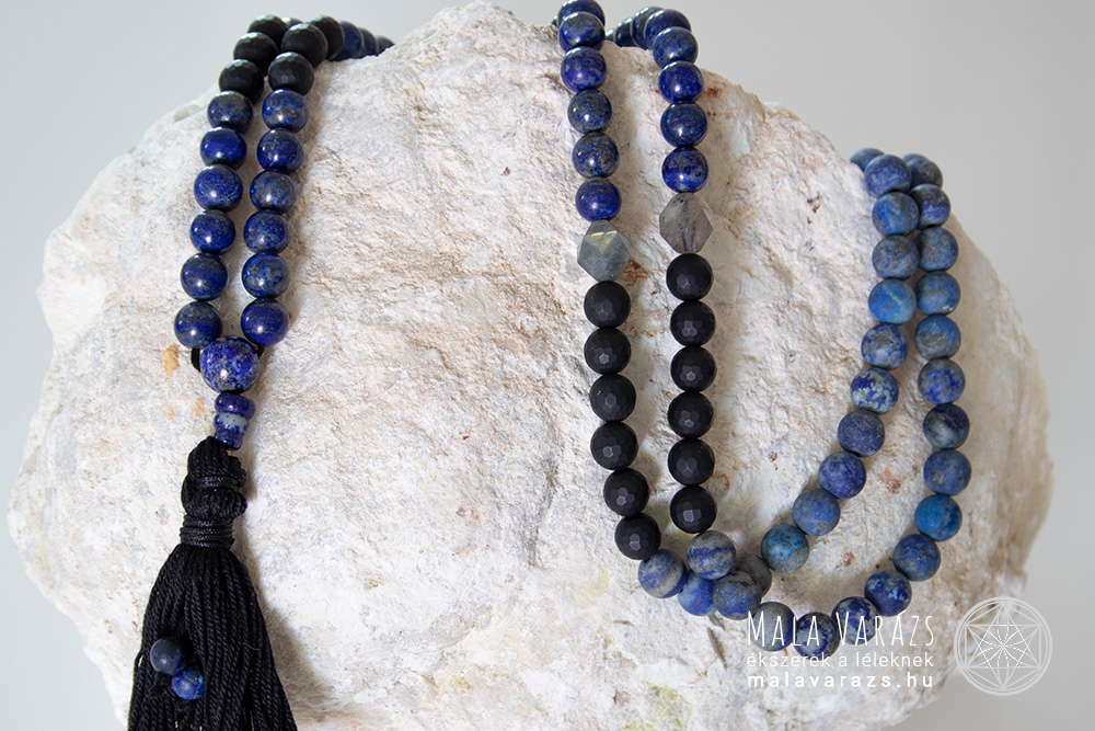 Lápisz Lazuli Imafüzér , Labradorit, Ónix - 108 szemes - Ékszerek a Léleknek