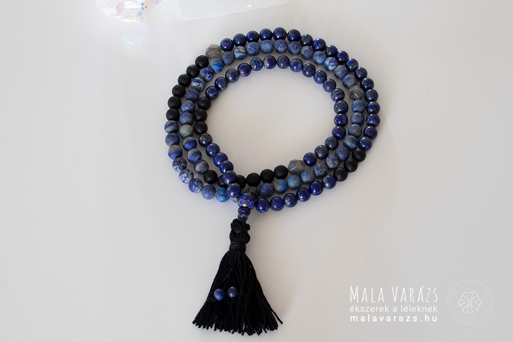 Lápisz Lazuli Imafüzér , Labradorit, Ónix - 108 szemes - Ékszerek a Léleknek